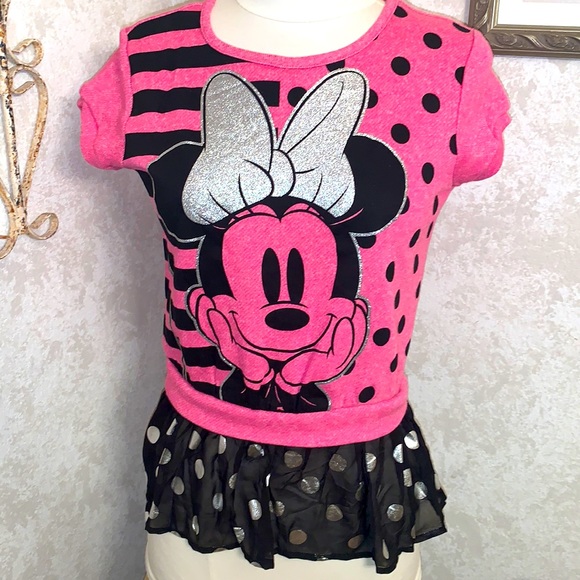 Disney Other - ⭐️NWT👧🏻DISNEY💗Girl’s Minnie Mouse🖤TOP w/Peplum Size Large 10-12💝